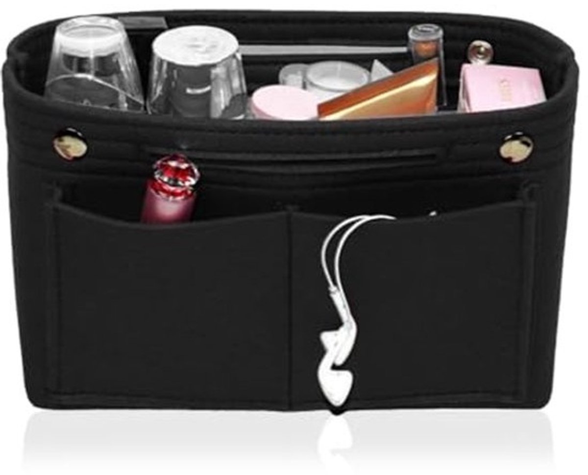 Tote Bag Organizer voor Universiteitsgebruik - Multi-pocket Handtas Organizer in Zwart 24 x 8 x 15 cm