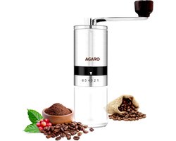 Handmatige Koffiemolen - Keramische Molen - Verse Koffie Zetten - 6 Instelbare Malen - 100 Gram - Zilver