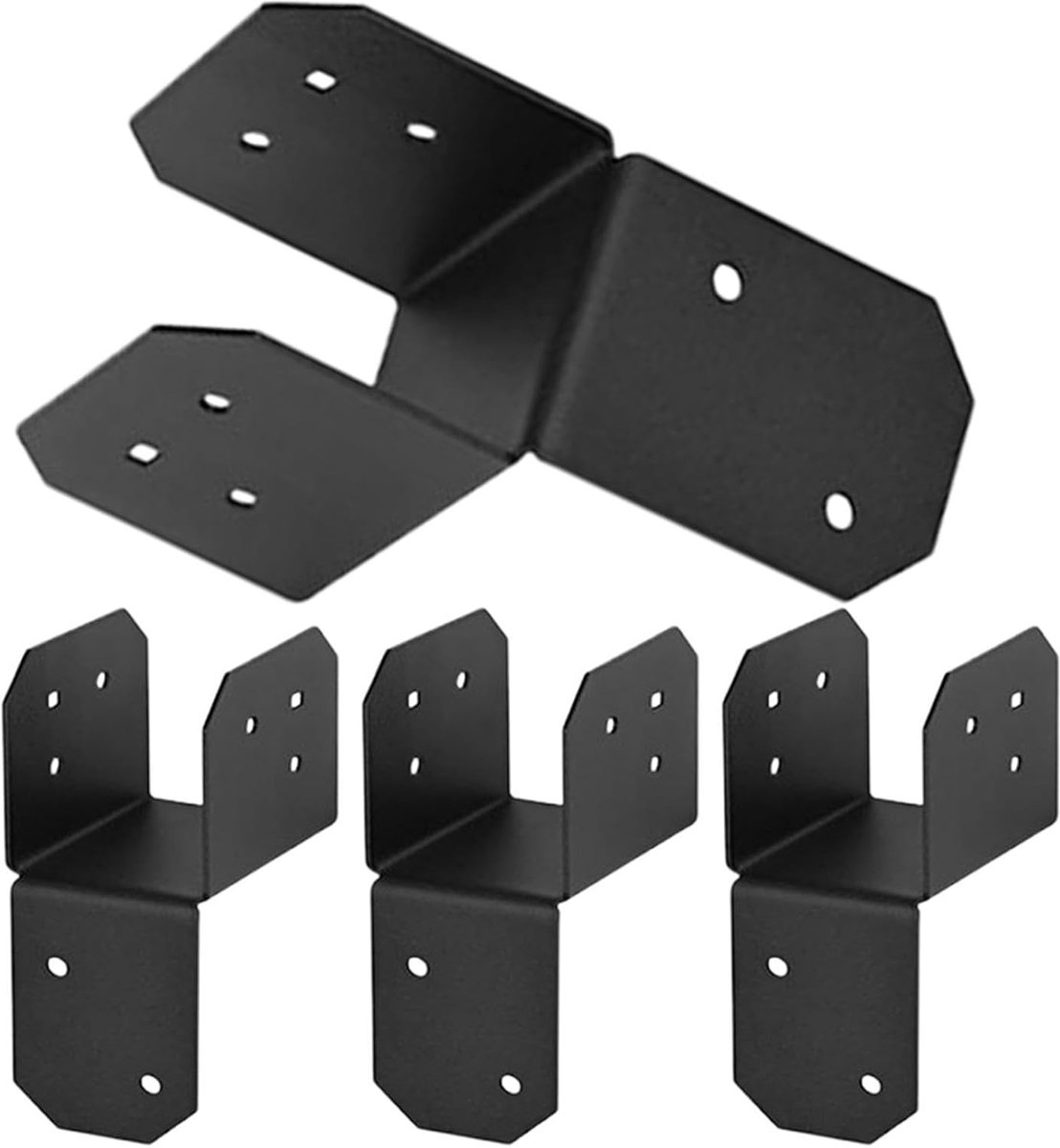 Paalhouders Set - Balkverbinders - Constructie Ondersteunen - Roestbestendig Staal - 4 Stuks - Meerkleurig