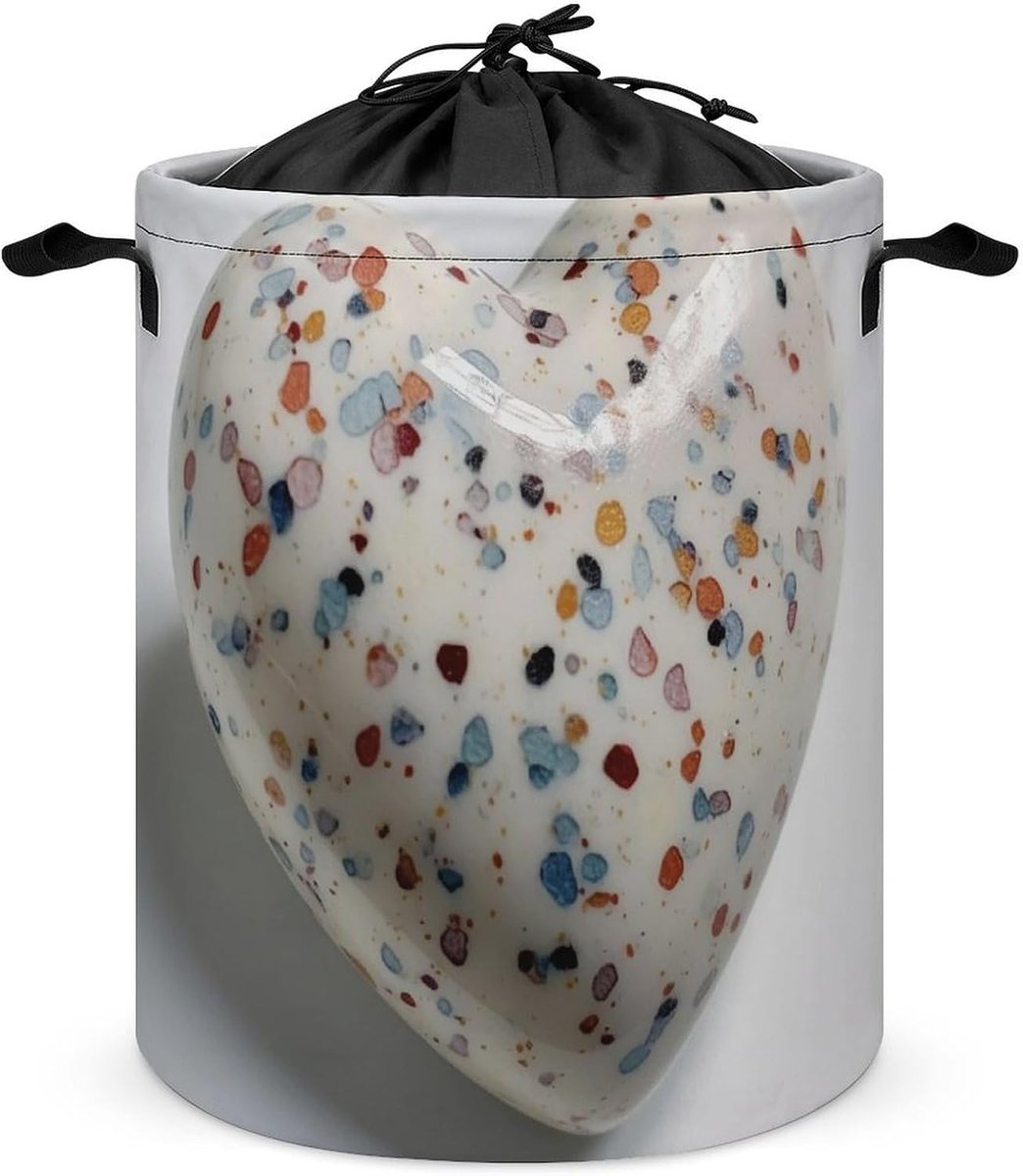 Wasmand Grote Capaciteit Vuilniszak Opbergzak Kleding Opbergen Zelfstandig Staand 60 x 40 cm Gekleurd Hartjespatroon