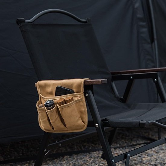 Stoel Organizer - Armleuning Tas - Buiten Ontspannen - Stevig Canvas Materiaal - 24 x 10 x 3 cm - Zwart — afbeelding 2