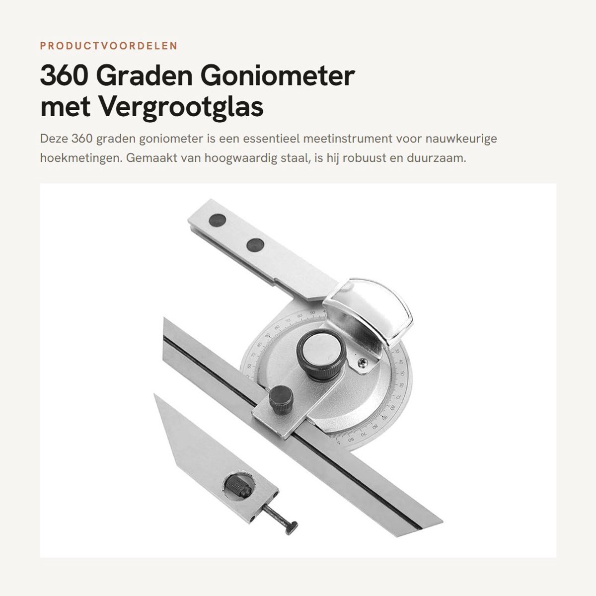 Dailygoods- Gradenboog 360 Graden - Digitale Hoekmeter - Goniometer met Vergrootglas - Lasergravering - Robuust Staal - Nauwkeurigheid 3