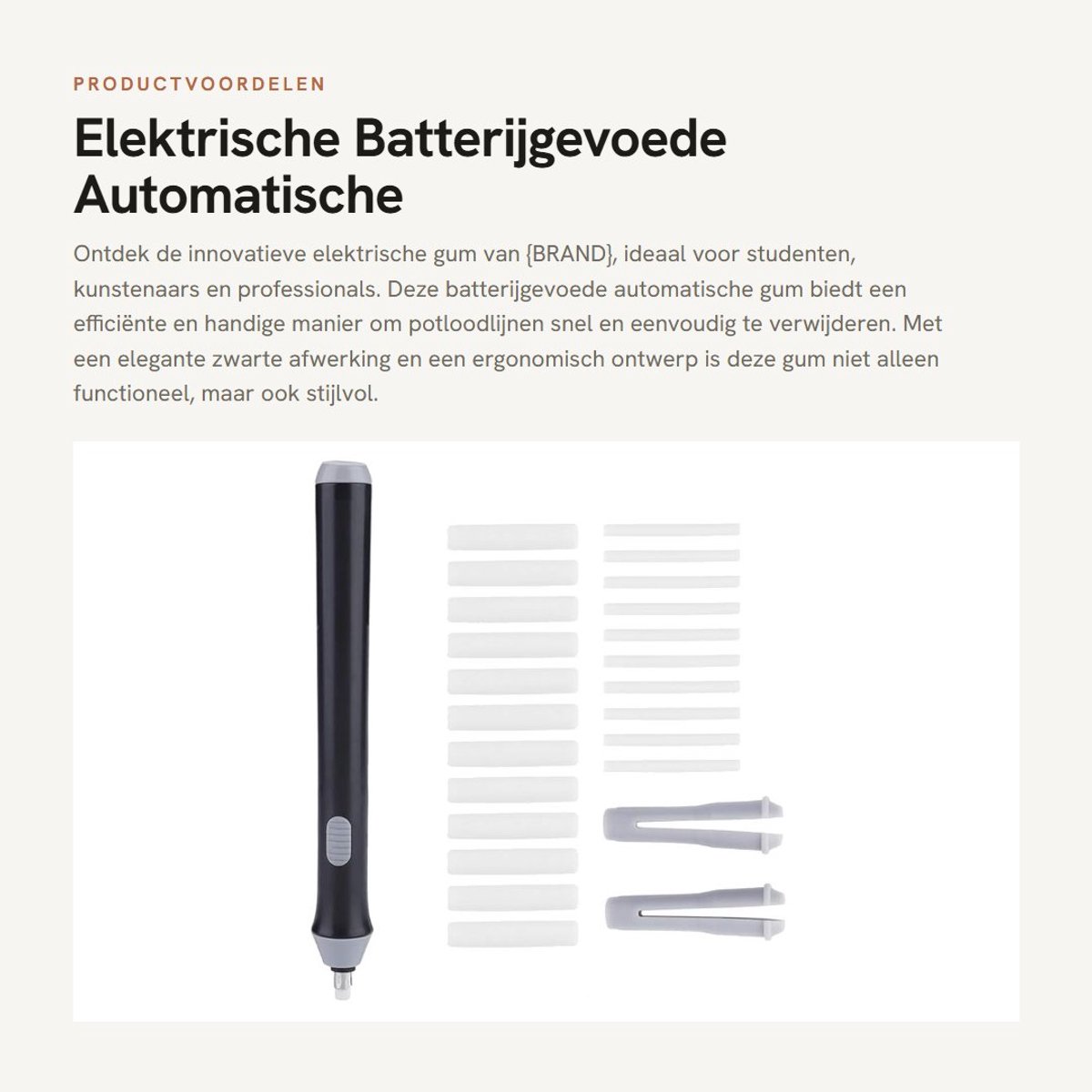 Dailygoods - Elektrische gum - Automatisch - Batterijgevoed - Zwart - Gumvullingen - Perfect voor creatief gebruik - Handig voor studenten
