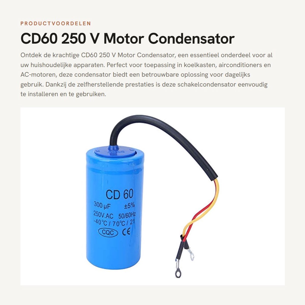Dailygoods- Schakelcondensator 300 uF - Motorcondensator - Huishoudelijke Apparaten - Duurzaam - Explosieveilig - Betrouwbare Kwaliteit