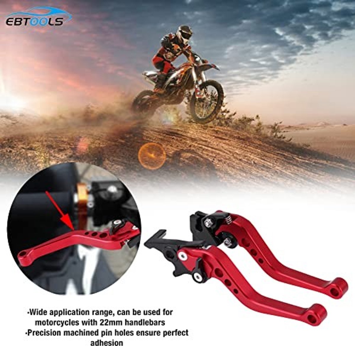 Dailygoods- Remhendel - CNC Aluminium - 22 mm - Motorfiets - Koppeling/Drum - Zwart - Eenvoudig te gebruiken