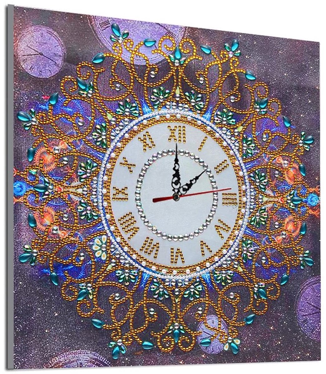 Dailygoods- Schilderklok - Doe-het-zelf Strassschilderset - Bloem Mandala Patroon - Kunst Decoratief Schilderij - Voor Thuis/Koffiehuis/Restaurant - 100% Nieuw - Diamant Schilderen