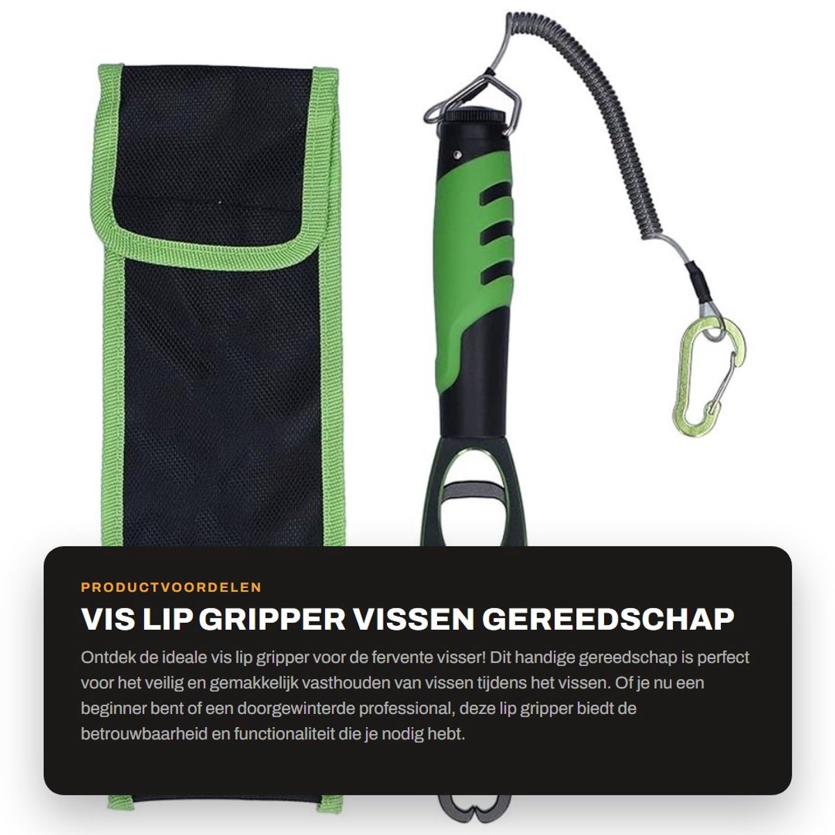 Dailygoods- Lipgripper Duurzaam Luchtvaart Aluminium - Rubber Handvat - Vissen Gereedschap - Opbergtas - Hoog Elastisch Handtouw - Corrosiebestendig - Visgrijper