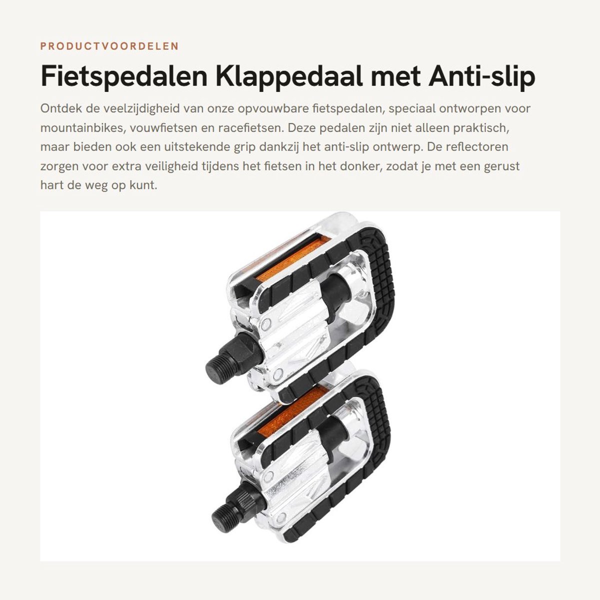 Dailygoods- Fietspedalen Antislip - Opvouwbaar 180 Graden - Reflectoren - Fietspedalen Mountainbike/Vouwfiets/Racefiets - Hoogwaardige Koolstofstaal - Veilig Rijden 's Nachts - Fietsaccessoire