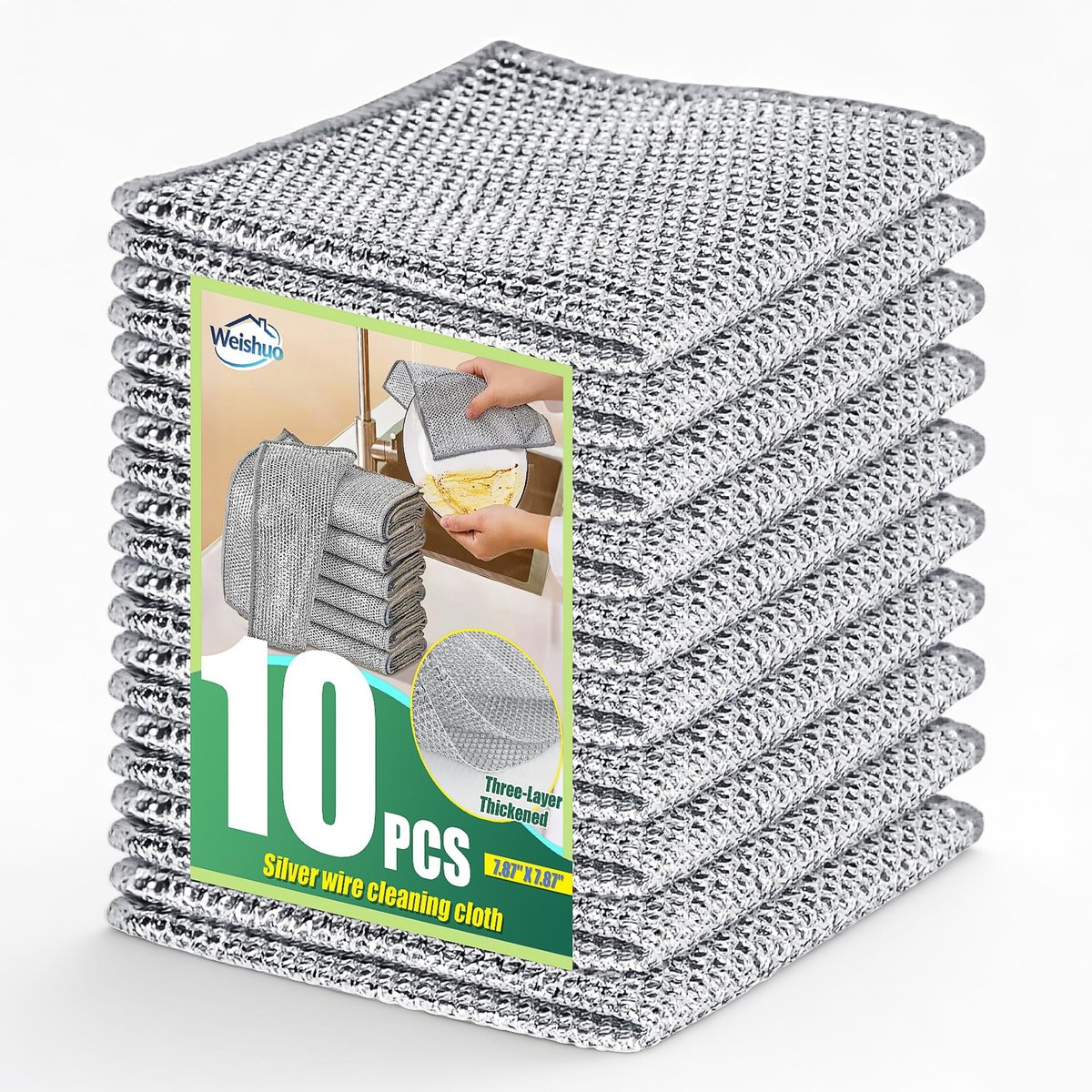 Dailygoods- Theedoeken 10 Stuks - Zilverdraad - Herbruikbaar - Krasvrij - Duurzaam - Efficiënte Reiniging - Reinigingsdoeken