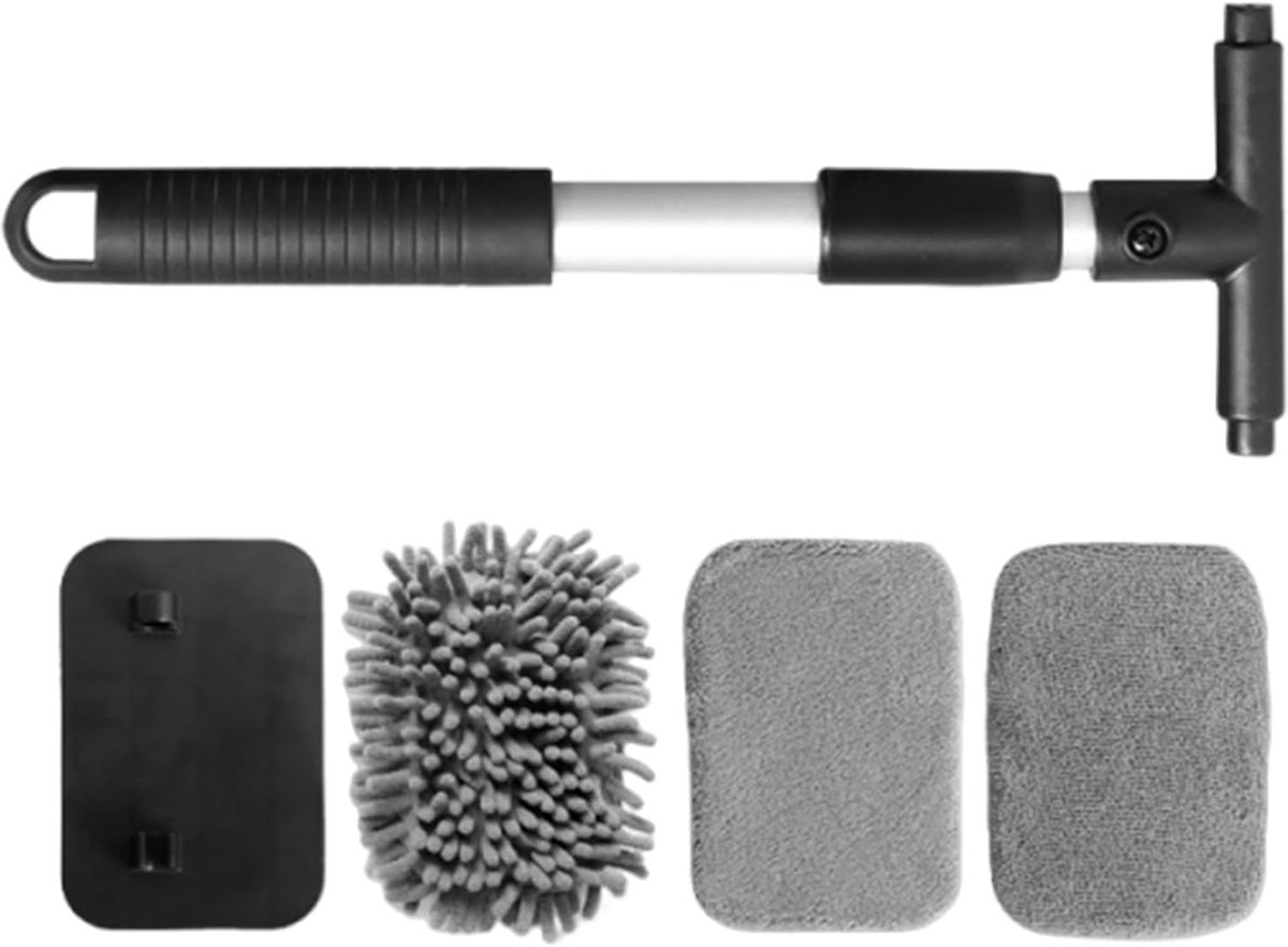 Ruit Reiniger - Glasborstel - Auto Onderhoud - Uittrekbare Steel - 27 cm - Grijs