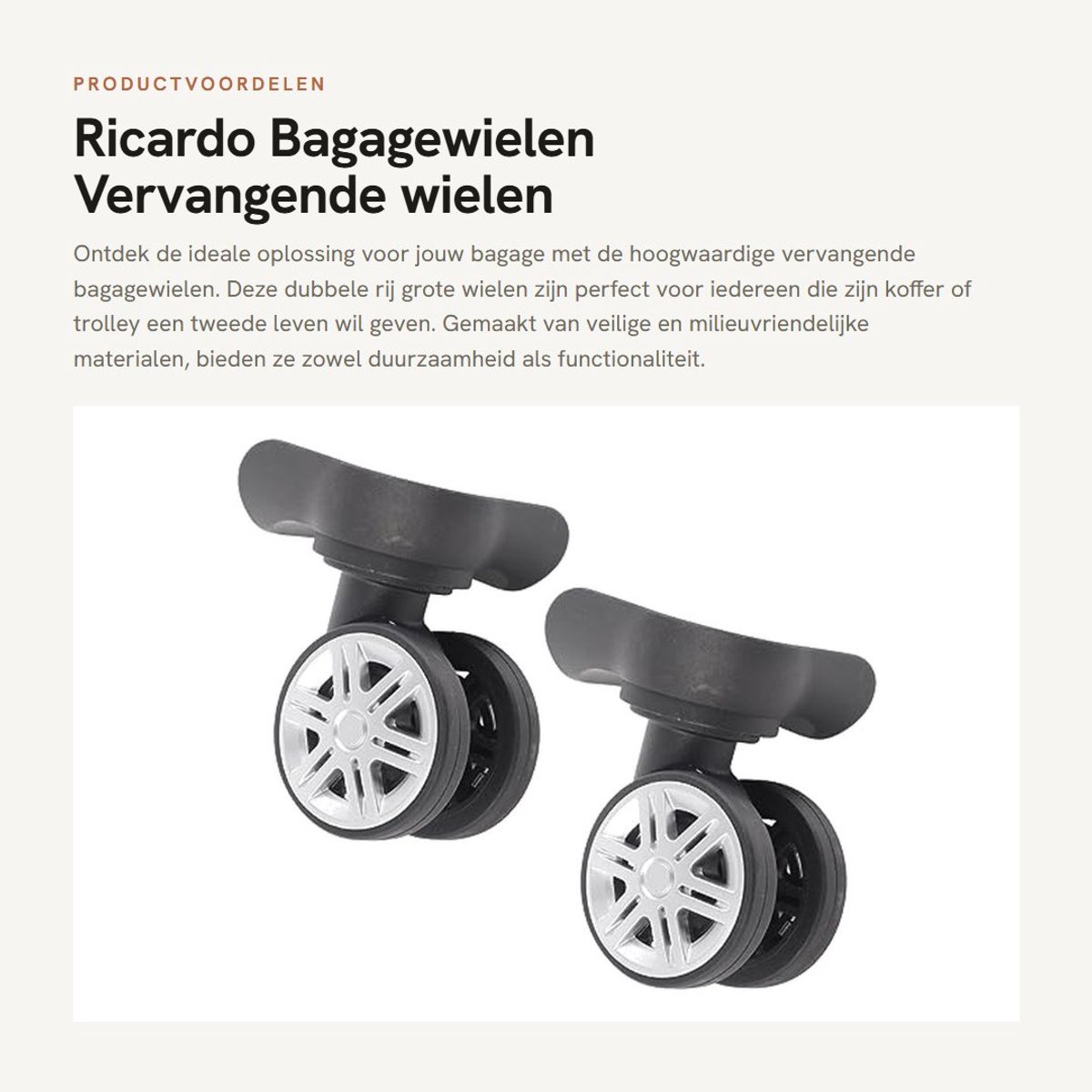 Bagagewielen vervangset - Dubbele rij - Zwart - Hoogwaardige materialen - 2 wielen - Inclusief schroeven - Sterk en duurzaam - Kofferwielen