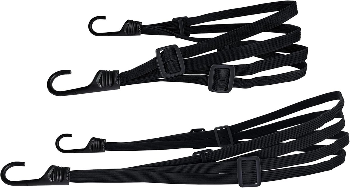 Spanbanden Set - Bagage Riemen - Motor Bagage Vervoer - Verstelbaar met Haken - 2x 90cm - Zwart