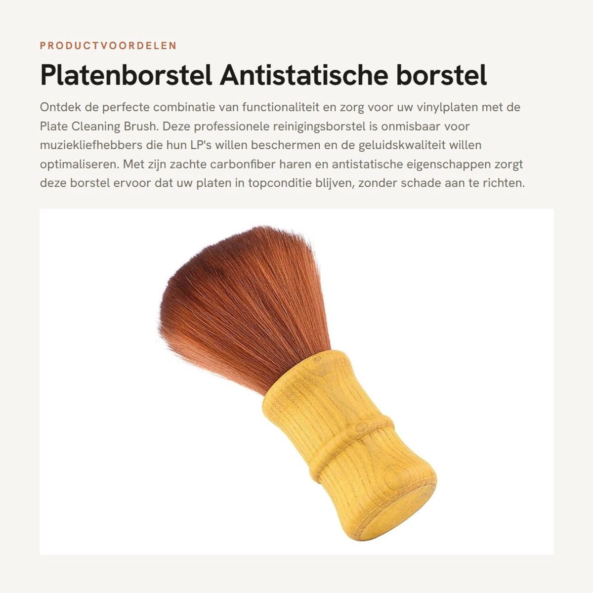 Dailygoods - Platenborstel - Antistatische borstel - Professionele vinylborstel - Stofverwijderaar met zachte haren - Geschikt voor LP vinylplaten
