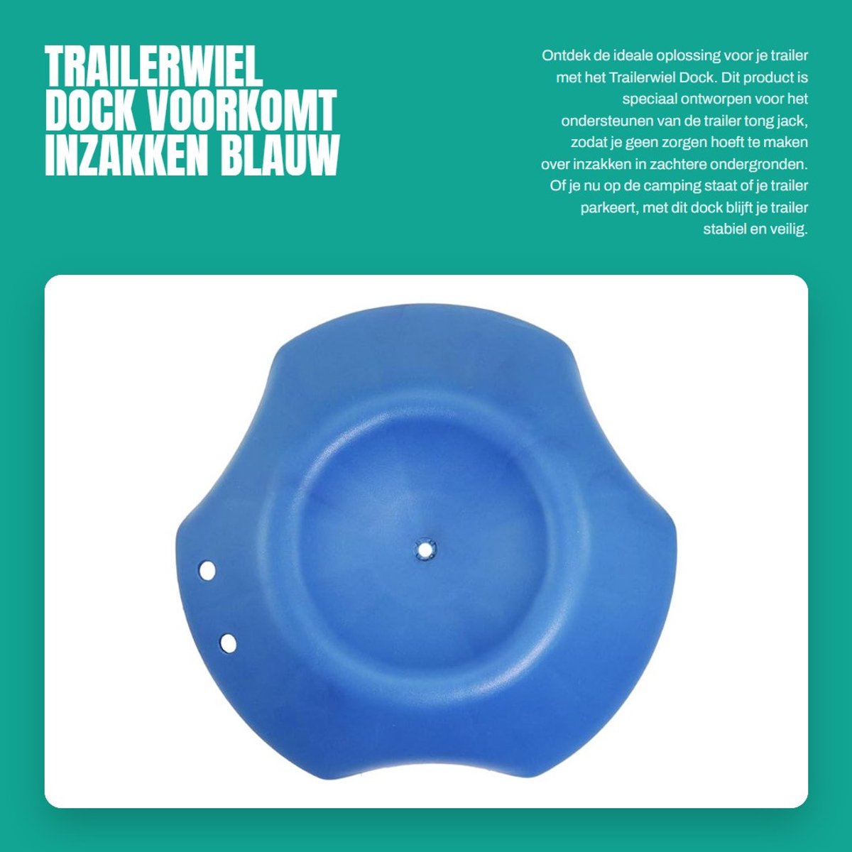 Dailygoods- Wieldock met Touwhandvat - Voorkomt Inzakken in Modder - Trailerwiel - Hoogwaardige Polymer - Diameter 30 cm - Stevige Basis - Wielsteun