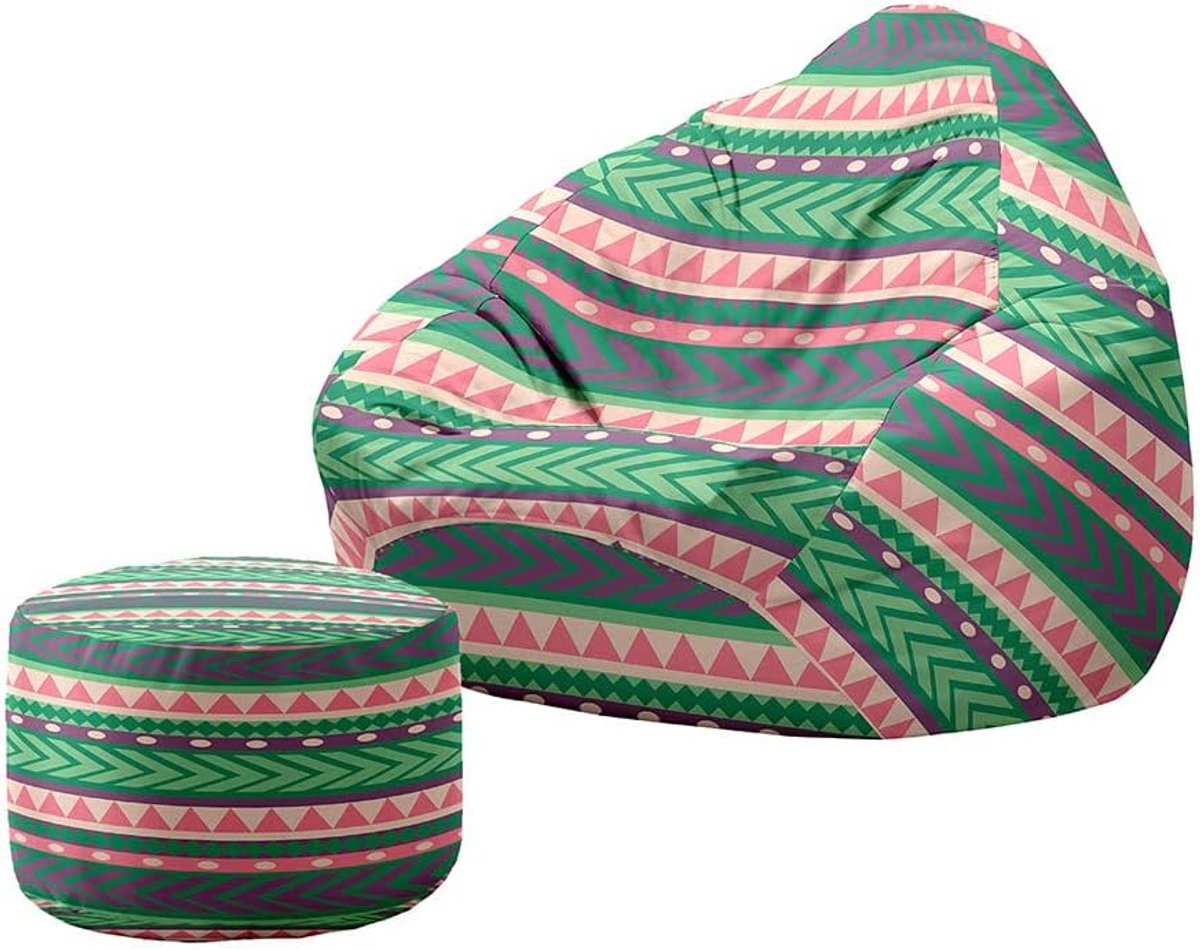 Zitzak met voetenbank - Luie bank - Comfortabel ontspannen - Machinewasbaar - 70x80+20x30cm - Geel