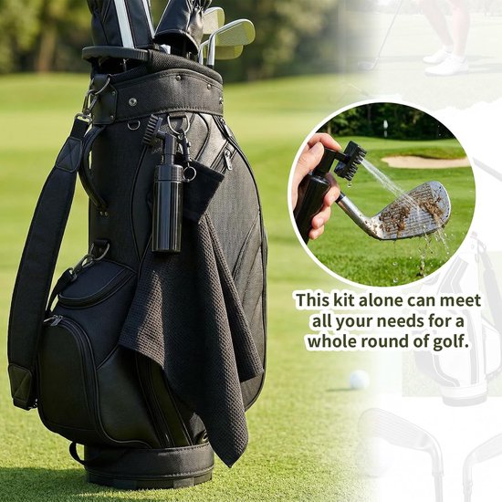 Golf schoonmaakset - Draagbare Golfclubborstelreiniger - Golfclub reinigingsborstel met watersproeier - Golfborstel - Borstel met waterspray - Golf Accessoires - Voor golfbaan en training - Zwart van GOLF — afbeelding 4