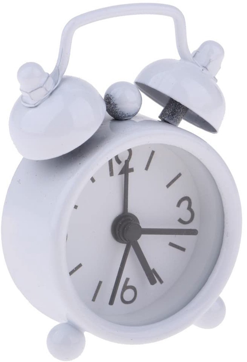 Dailygoods- Wekker Analoge Mini - Retro Design - Geruisloos - Handzaam - Metalen Behuizing - Afmetingen 6,3 x 2 x 4,3 cm