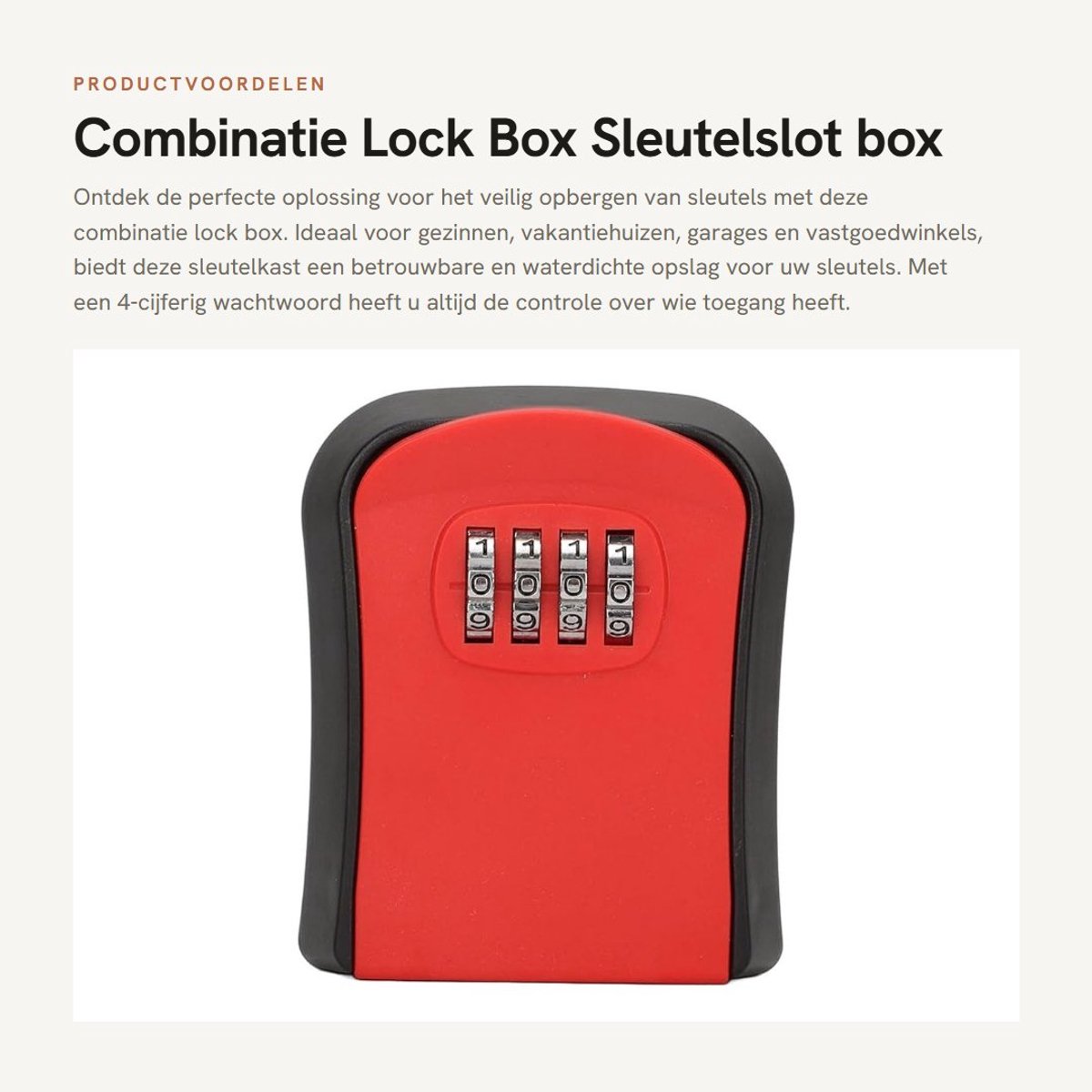 MTTproducts- Sleutelslot met 4-cijferige code - Sleutelkast - Sleutelkluisje voor buiten - Waterdichte sleutelopslag - ABS materiaal - Geschikt voor gezinnen en vakantiehuizen - Sleutelkluis