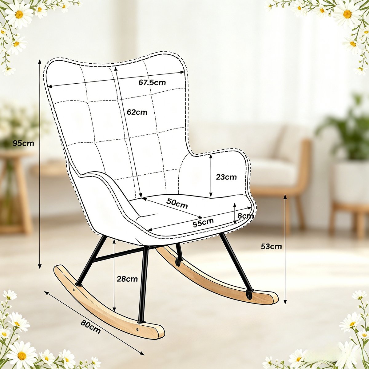 HAUSS SPOLE Schommelstoel - Ergonomische Fauteuil Met Hoge Rugleuning En Armleuningen - Voor Lezen En Ontspannen - Fluweel Donkergrijs