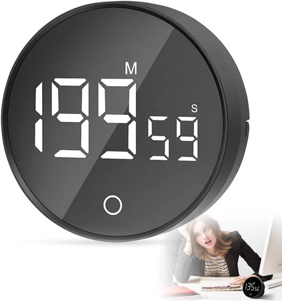 Deze digitale eierwekker met draaifunctie is voorzien van een led-display, magneet, visuee