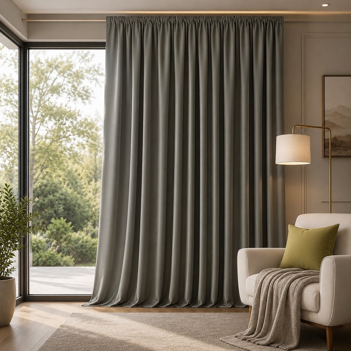 Nazik Living Verduisterende Thermo Gordijnen met Pencil Tape – Moderne Isolerende Gordijnen voor Slaapkamer en Woonkamer, 200x245 cm, Lichtgrijs, 1 Paneel