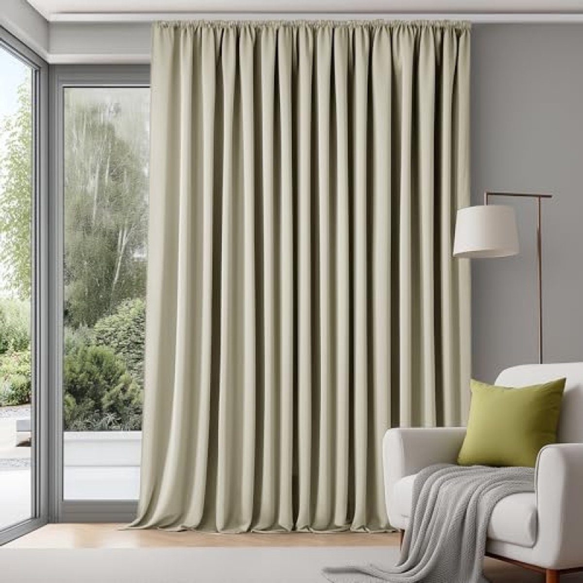 Nazik Living Verduisterende Thermo Gordijnen met Pencil Tape, Moderne Isolerende Gordijnen voor Slaapkamer en Woonkamer, 200x245 cm, Donkerbeige, 1 Paneel
