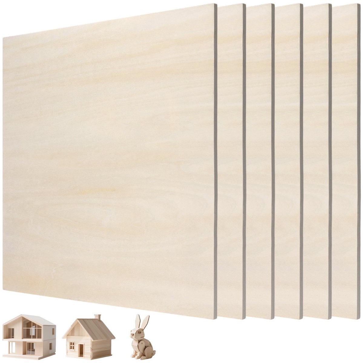 Dailygoods- Multiplex Platen 6 Stuks - 300 x 300 x 6 mm - Ongefinished Lindehout - Geschikt voor Knutselprojecten - Glad Oppervlak - Natuurlijke Houtstructuur - Houtplaten