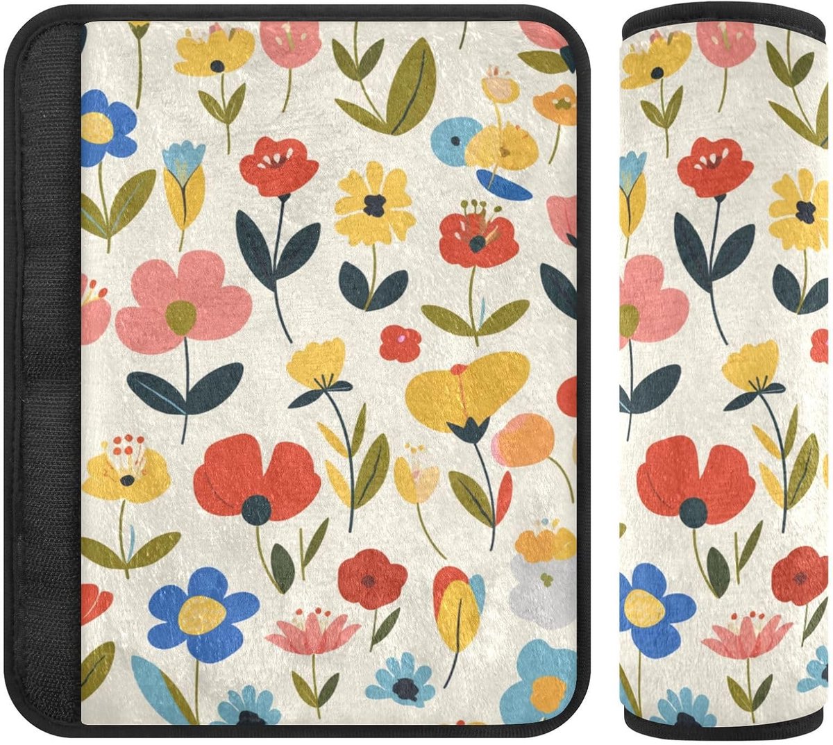 Schouderriem Pads - Gordelhoezen - Comfortabel Rijden - Zachte Polyester Vulling - 2 Stuks - Safari Bloemen