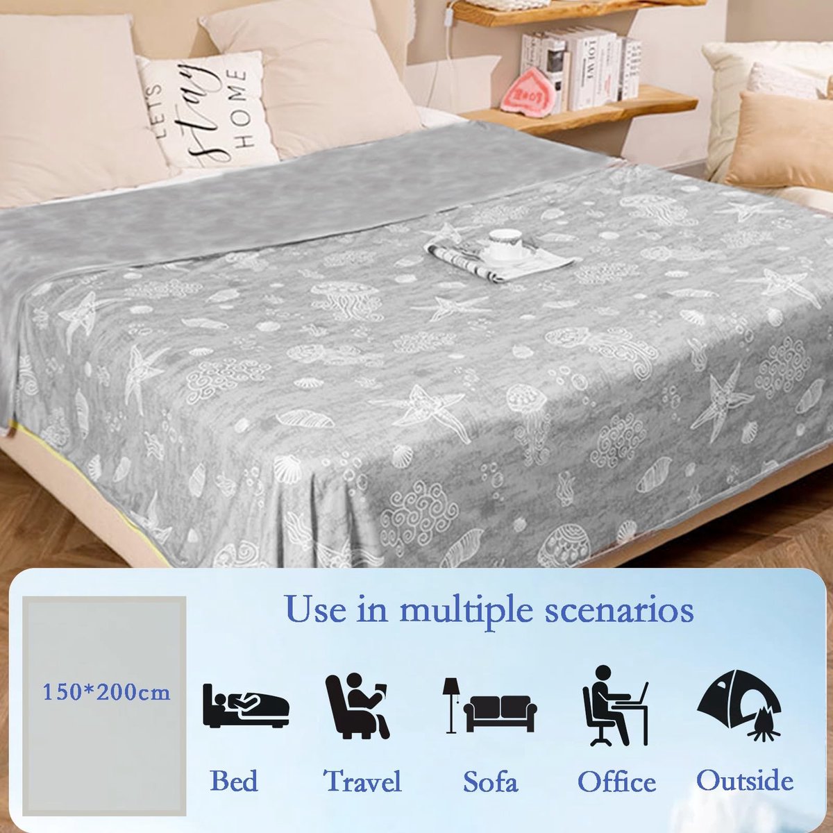 Dailygoods- Koeldeken 200x150cm - Zomerdeken - Verkoelend Dekbed - Dubbelzijdig - Ademend - Bamboevezelstof