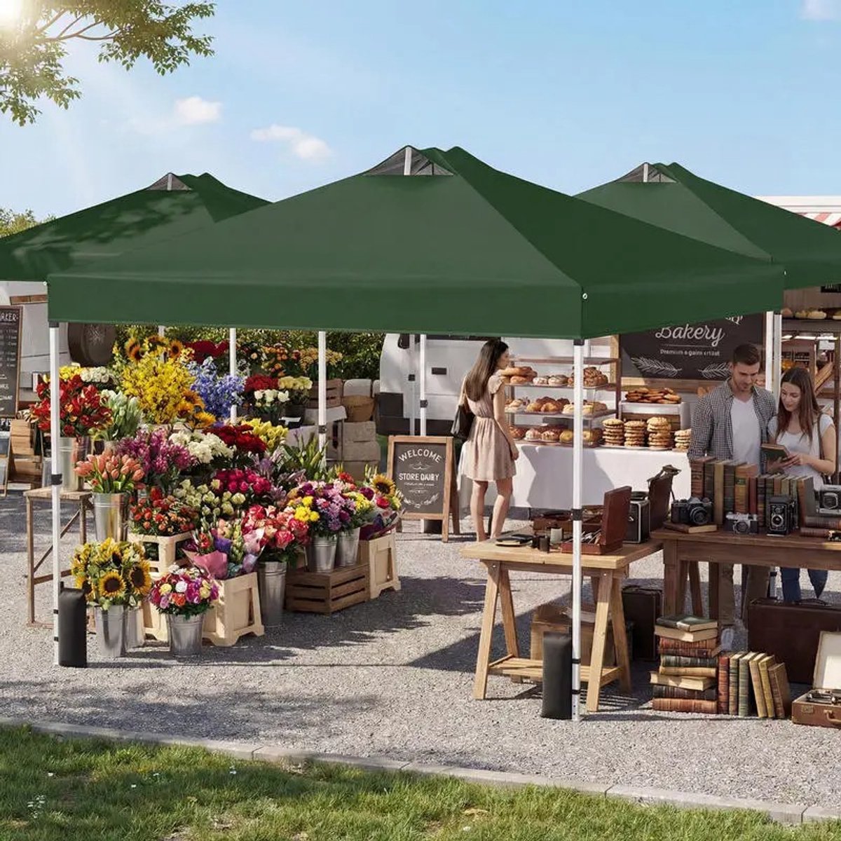 Dailygoods 10 x 10 voet buiten commerciële opklapbare partytent - groen