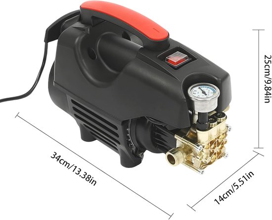 Hogedrukreiniger Elektrisch - Krachtige Cleaner - Auto en Huis Reinigen - Borstelloze Inductie Motor - 1400W - Zwart — afbeelding 5