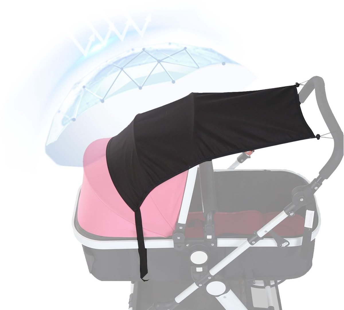 Dailygoods - Zonnezeil voor Kinderwagen UV-bescherming 50+ met Opbergzak