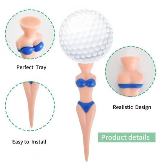 Dailygoods - Colexy Grappige damesbikini, 5 stuks, 76 mm, grappige golftees, meisjes, golftees, kunststof, golftees voor mannen en vrouwen, golftraining, golfaccessoires, golfoefeningen van Dailygoods — afbeelding 4