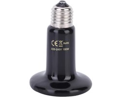 Keramische Warmtelamp - Huisdier Verwarmer - Reptielen Verblijf - Infrarood Warmte - 11 cm Hoog - Zwart