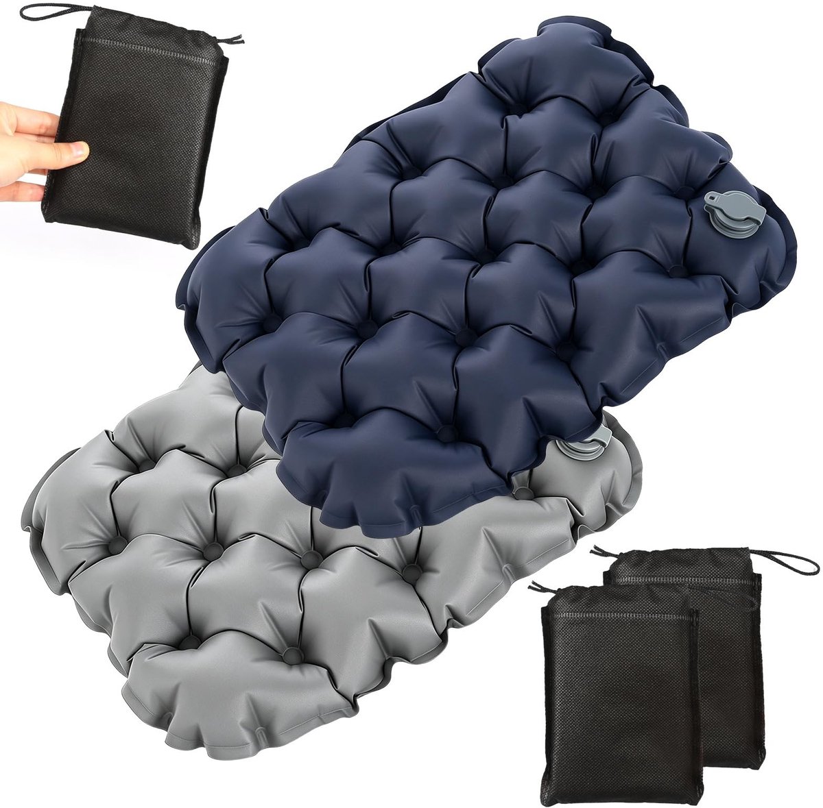 Dailygoods- Zitkussen Opblaasbaar - 2 Stuks - Opvouwbaar - Ultralicht - Outdoor - Voor Camping/Picknick/Wandelen - Opblaasbaar Kussen