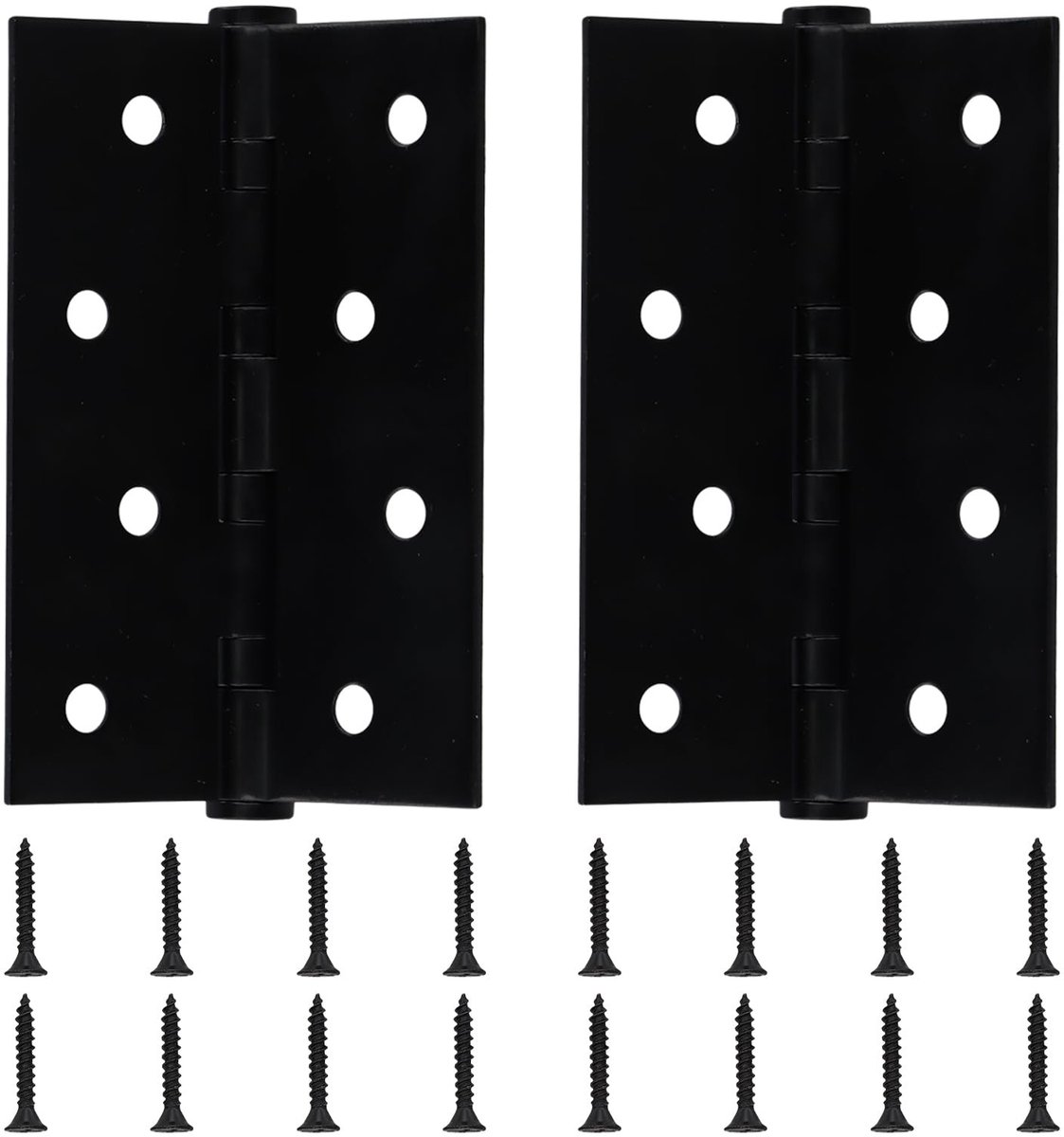 Dailygoods - 2 stuks roestvrijstalen deurscharnieren, scharnieren zwart met 16 stuks schroeven, 100 x 75 x 2,5 mm, scharnieren inklapbaar voor binnendeuren