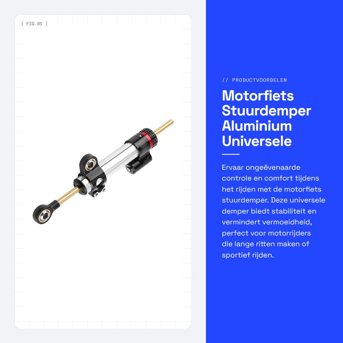 Dailygoods- Stuurdemper CNC Aluminium - Universeel voor Motorfiets - Snelheidsafhankelijke Technologie - Antioxiderend - Eenvoudige Installatie - Lichtgewicht Constructie - Motorfiets Demper
