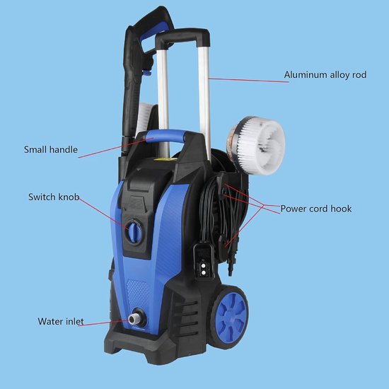 Hogedrukreiniger - Huisreiniger Krachtig - Terras en Auto Wassen - 1800W Motor - 1 stuk - Grijs — afbeelding 4