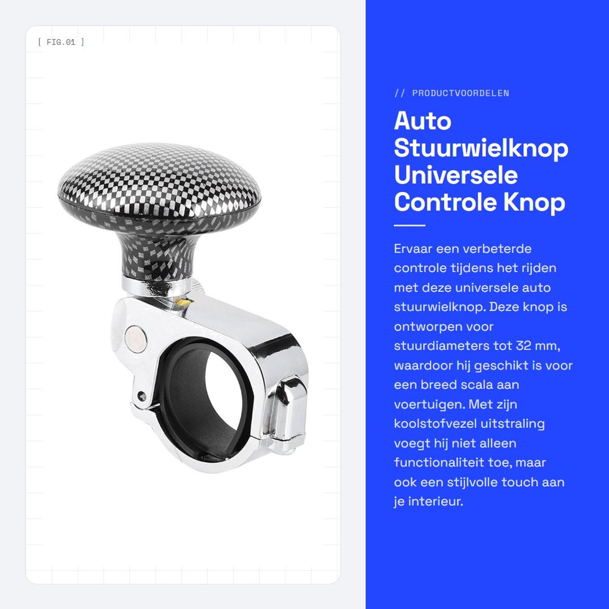 Dailygoods- Stuurwielknop Universele Pasvorm - Stuurknop - Boosterbal - Controle - Auto Accessoire - Compatibel met Stuurdiameter tot 32 mm