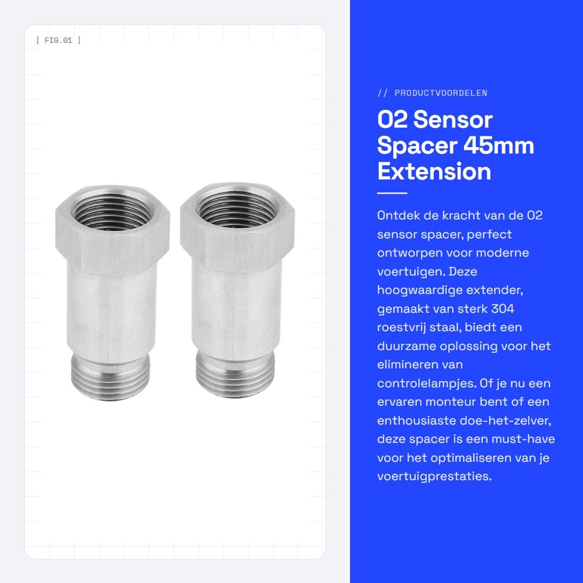 Dailygoods - O2 Sensor Spacer - 45mm Extension - Hoogwaardige Staal - Check Engine Light Eliminator - Geschikt voor de meeste voertuigen