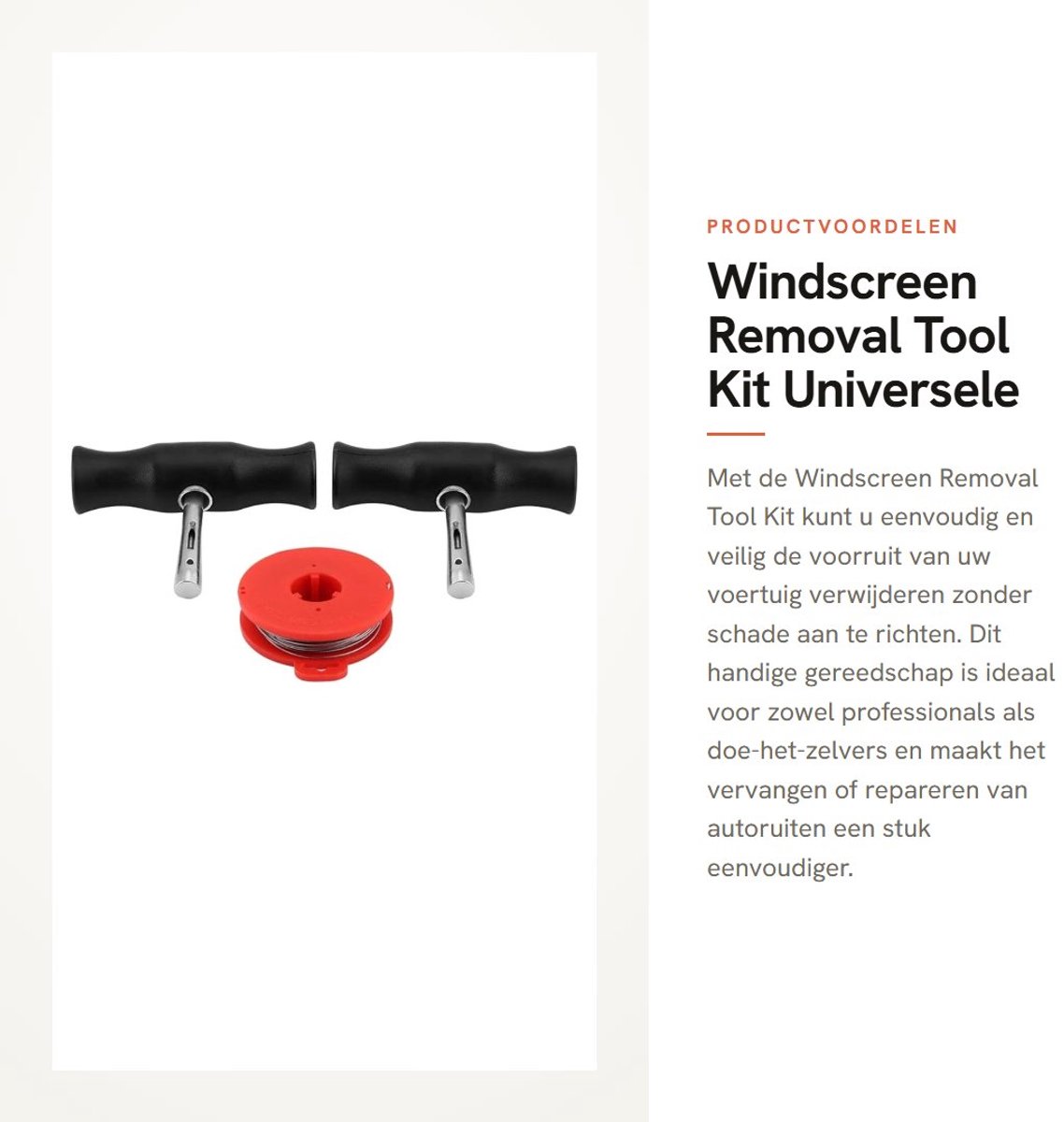 Dailygoods- Ruitverwijderingsgereedschap - Hoogwaardig Kunststof/Metaal - Ergonomische Handgreep - Compact/Lichtgewicht - Draagbaar Formaat - Inclusief Snijdraad - Ruitverwijderingsset