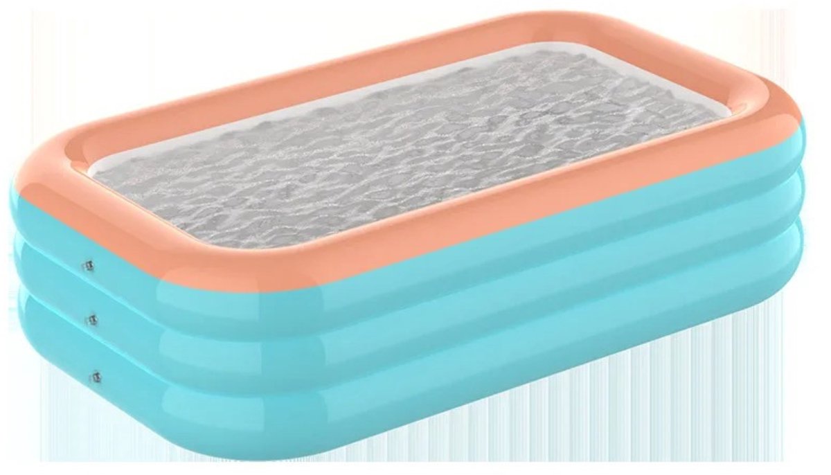 Noventra - zwembad - opblaasbaar zwembad - 120 x 90 x 40 cm - zwembad voor kinderen - blauw met oranje - makkelijk op te zetten
