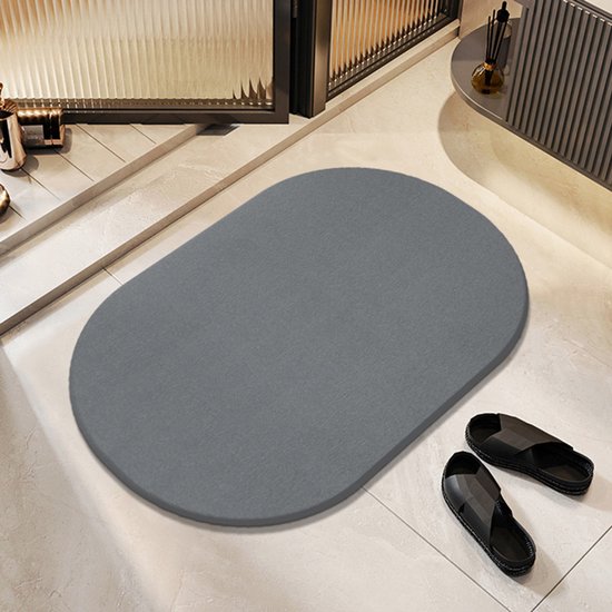 Badmat van diatomeeënaarde – Superabsorberende, sneldrogende mat van steen, antislip, natuurlijke vloermat voor badkamer en keuken, gemakkelijk schoon te maken, modern design, schimmelwerende en geurvrije douchemat, Stijl 6,40*30*0.9cm