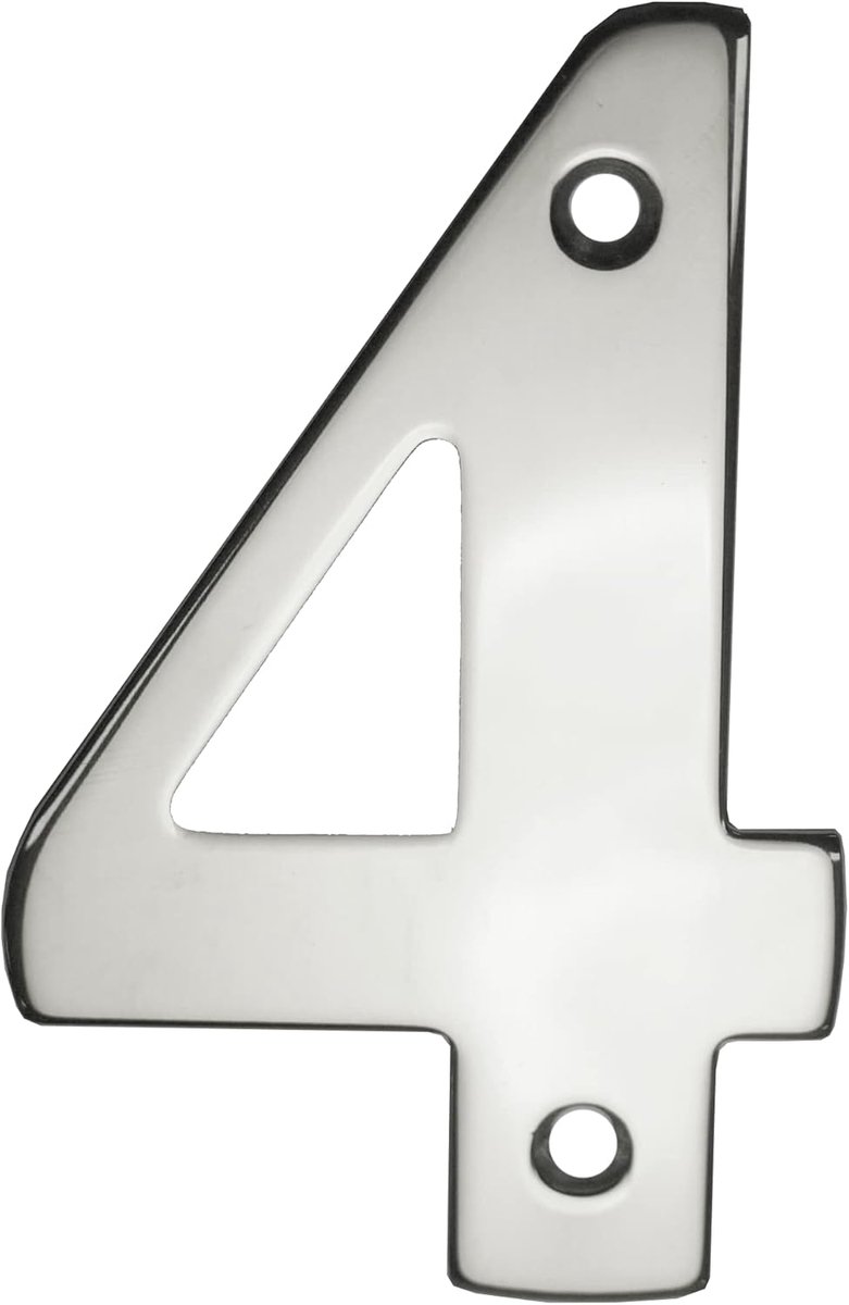 Huisnummer 4 - Adrescijfer - Voordeur Decoratie - Roestvrij Staal - 3 Inch - Spiegel Polished