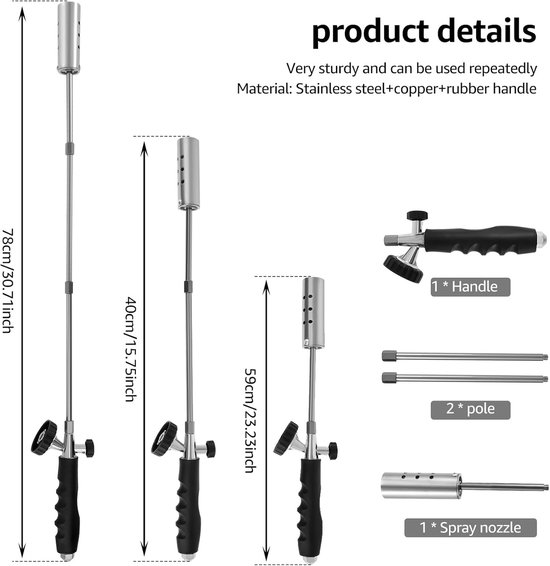 Onkruidbrander Gas - Tuin Brander - Onkruid Verwijderen - Afneembare Stok - 78 cm Lengte - As Shown — afbeelding 4