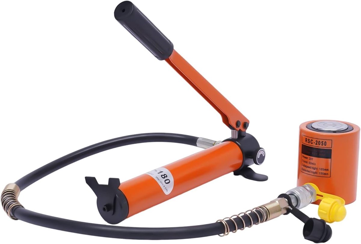 Hydraulische Pomp - Handpomp Krachtig - Zwaar Werk - Hoge Druk 70MPa - 350cc Reservoir - Oranje