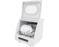 Tafelvaatwasser, 800 W, mini-vaatwasser met serviesstandaard, twee spoelmodi, 360° draaibare waterstroom, mini-vaatwasser voor thuis, snackbar, wit
