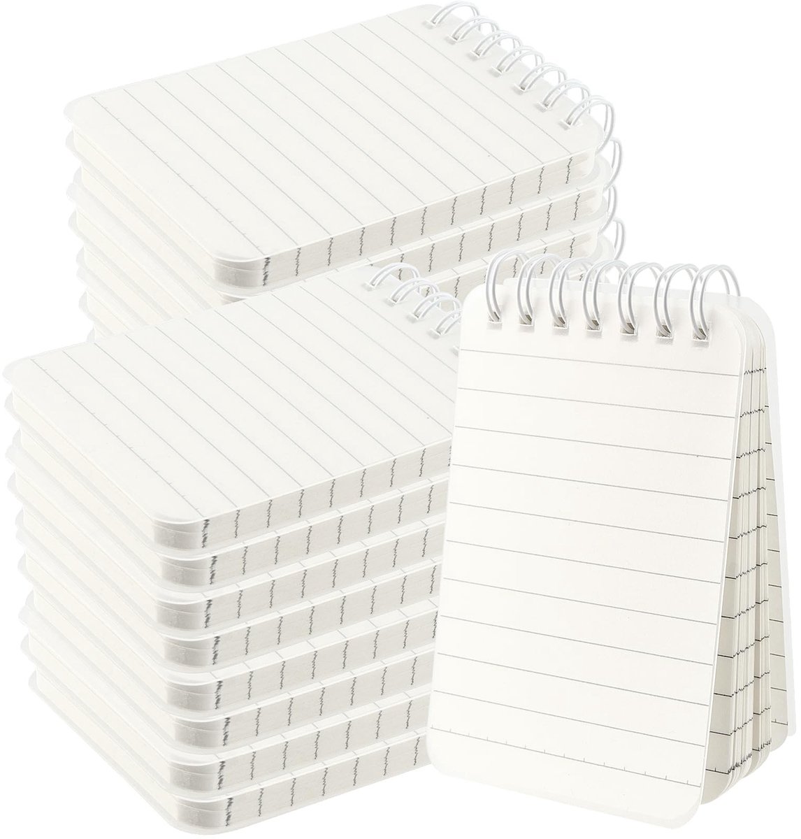 Dailygoods- Notitieblokken Set van 20 - A7 Mini Notitieblokken - 80 Vellen Gelinieerd Papier - Spiraal Gevoerd - Compact Formaat 70 x 115 mm - Doorzichtige Hoes - Notitieboekjes