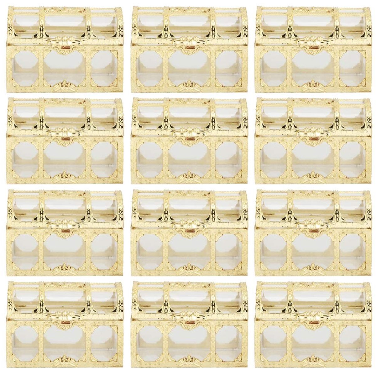 Dailygoods- Snoepdozen Goud - Schatkist/ Geschenkdozen - 12 Stuks - Decoratie Bruiloft/Feest - PS Materiaal - 7x5x5 cm - Giftboxes