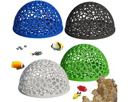 Garnalen Verstopplaatsen - Aquarium Grotten - Voeren Kweken Rusten - Poreus Stabiel Ontwerp - 4 Stuks - Blauw Zwart Wit Groen
